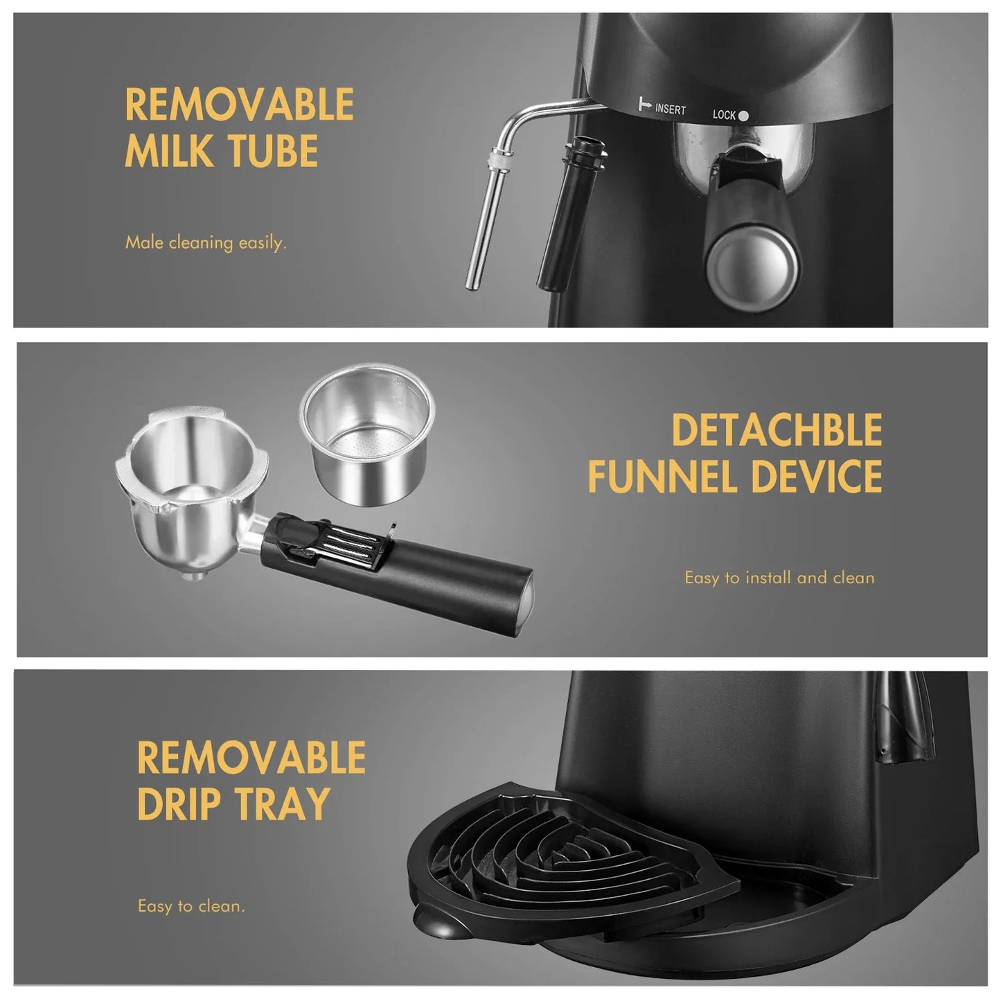 NoirShot 3,5-Bar-Espressomaschine mit Milchaufschäumer