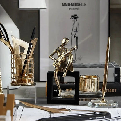 Musician Resin Figurine Statue for Desk and Room Décor