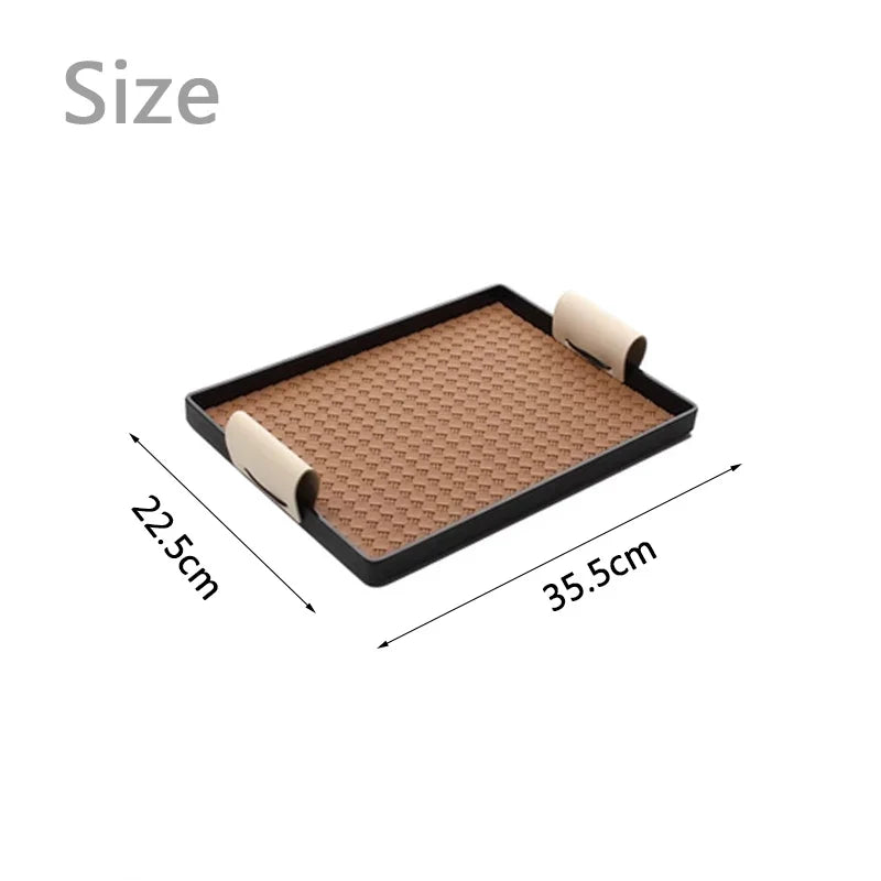 Plateau décoratif de luxe en cuir