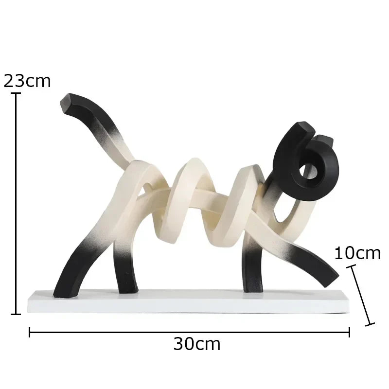Abstract Twisted Line Cat Resin Sculpture | Desk & Home Décor