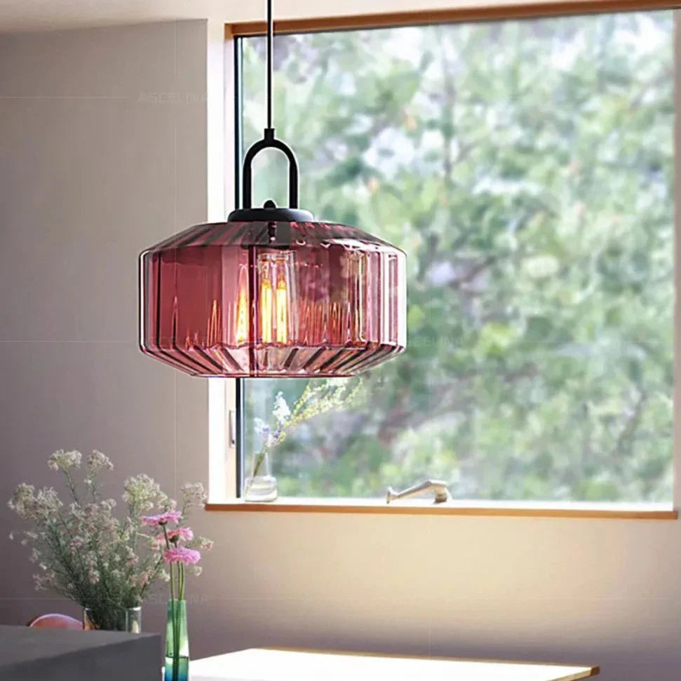 Retro Colored Glass Pendant Light