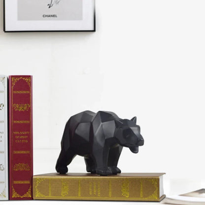 Geometric Black Bear Resin Statue