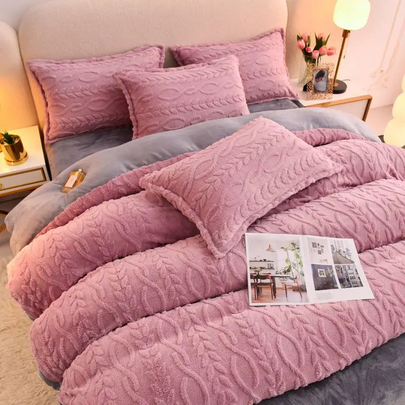 Coral Fleece Jacquard Duvet Cover