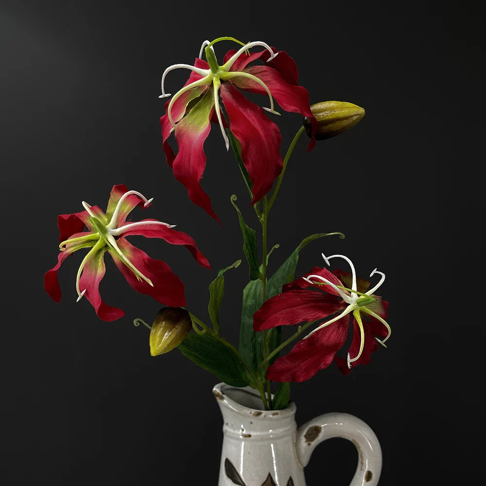 3-Head Artificial Flaming Lily Branch