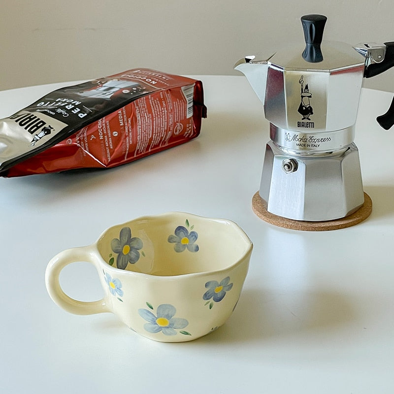 Vintage Floral Ceramic Coffee Mug