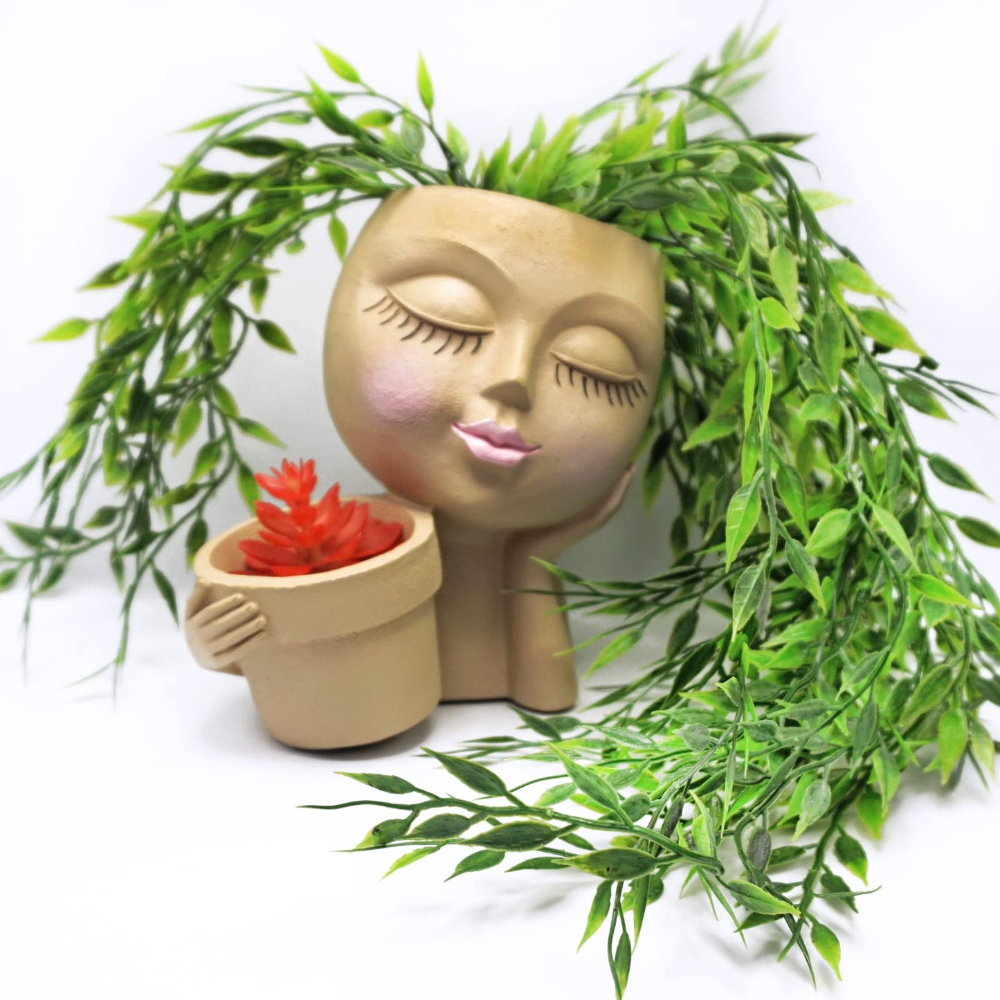 Cute Little Girl With Her Pot Flower Planter