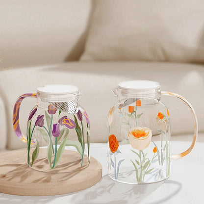 Purple Tulips And Orange Roses Teapot Set