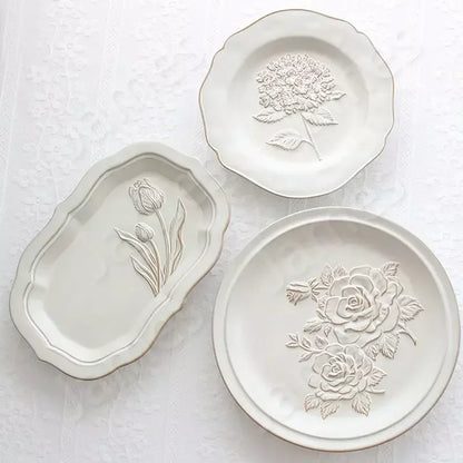 French Embossed Flowers Plates