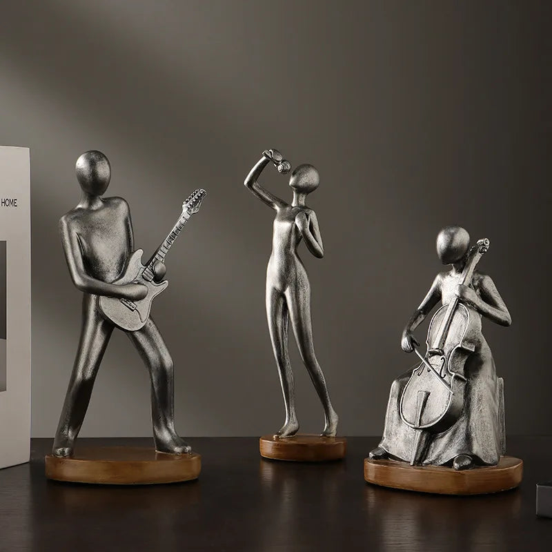 Abstract Musician Figurines - Resin Cello & Guitar Sculptures abstract musician figurine artistic home accessories cellist sculpture ornament Figurine guitarist figurine Lamp music lover gift resin sculpture home decor Sculpture