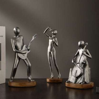 Abstract Musician Figurines - Resin Cello & Guitar Sculptures abstract musician figurine artistic home accessories cellist sculpture ornament Figurine guitarist figurine Lamp music lover gift resin sculpture home decor Sculpture