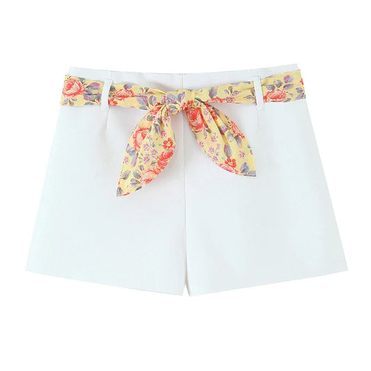 SILKROYA Scarf Belt Shorts