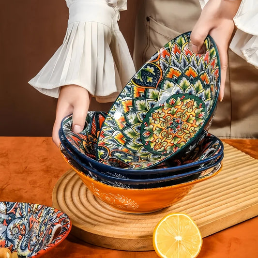 Bohemian Mandala Ceramic Serving Bowls