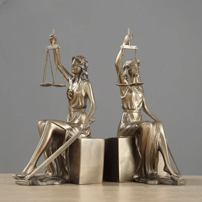 European Antique Justice Goddess Bookends