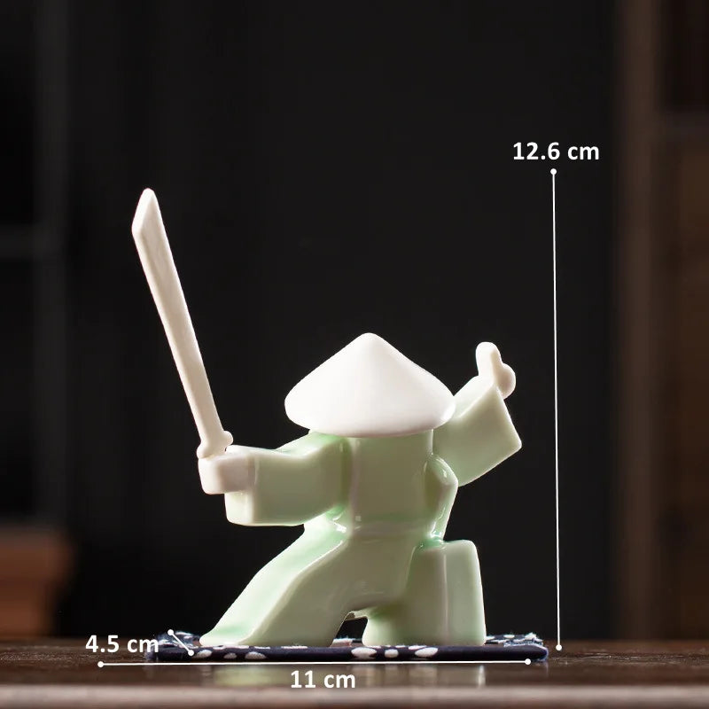 Ceramic Samurai Figurine - Geometric Oriental Desk Decor Ceramic Decor Ceramic Samurai Figurine Figurine Home decor Japanese Decor Living Room Modern Decor