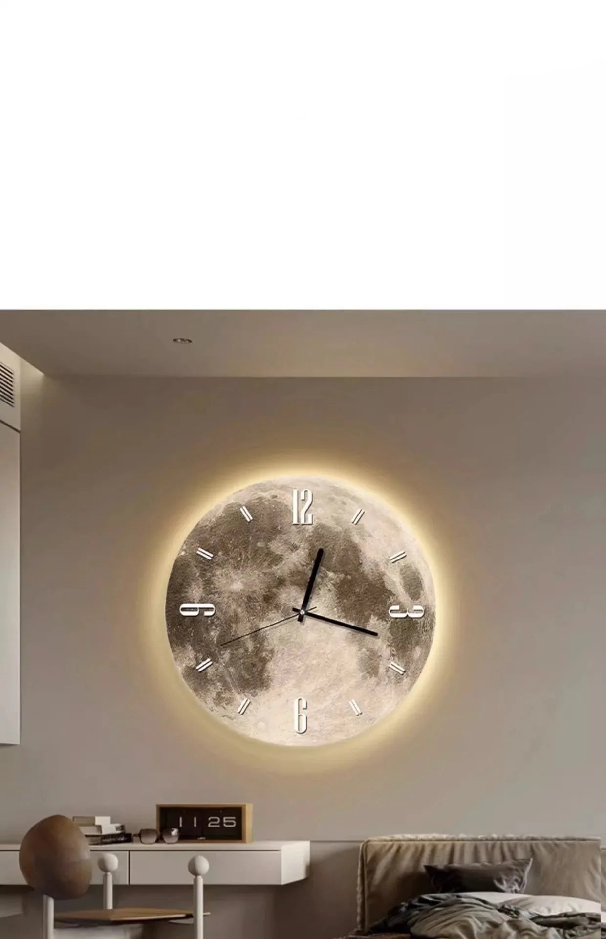 LunaGlow 20-Inch LED Moon Wall Clock