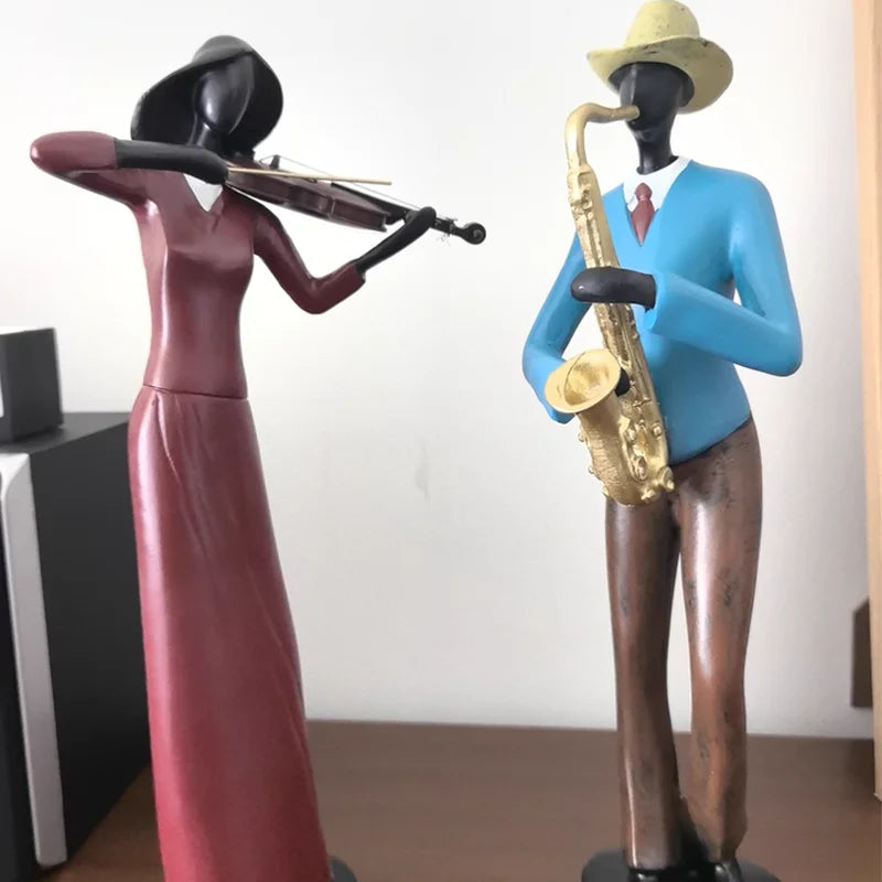 Retro Bookshelf Band Figurines - Cute Cartoon Home Decor Gifts artistic home accessories Figurine guitarist figurine Home decor music lover gift Sculpture