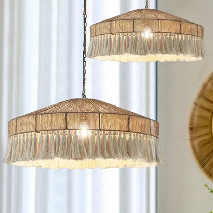 Bohemian Hemp Rope Tasseled Pendant Light