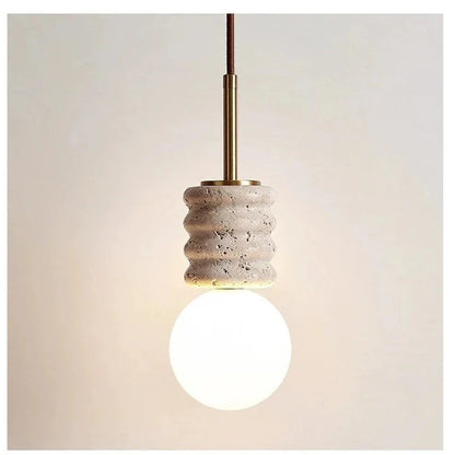 Lampada a sospensione moderna in travertino beige