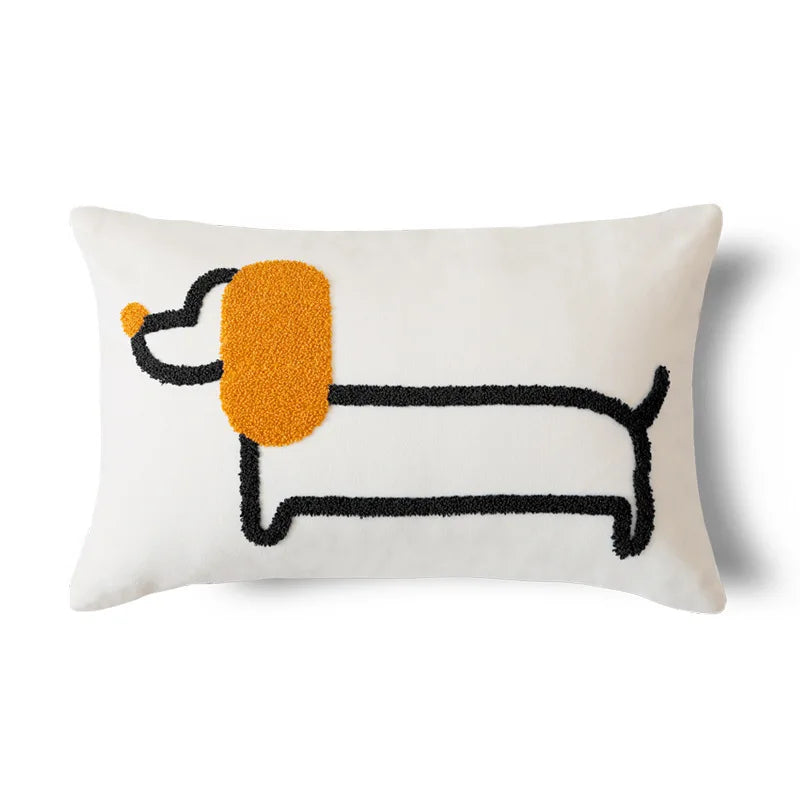 Embroidered Dachshund Cushion Cover