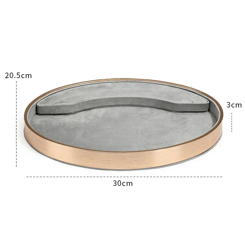 Oval Metal & Velvet Jewelry Organizer Tray