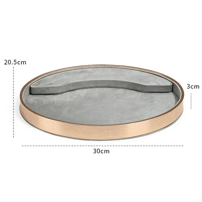 Oval Metal & Velvet Jewelry Organizer Tray