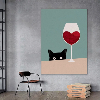 Wine Connoisseur Cat Canvas Art