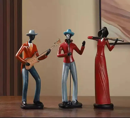 Retro Bookshelf Band Figurines - Cute Cartoon Home Decor Gifts artistic home accessories Figurine guitarist figurine Home decor music lover gift Sculpture
