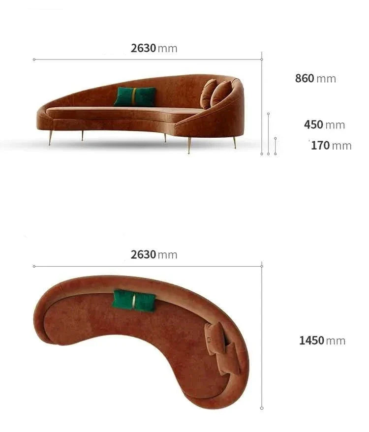 Canapé incurvé simple du milieu du siècle