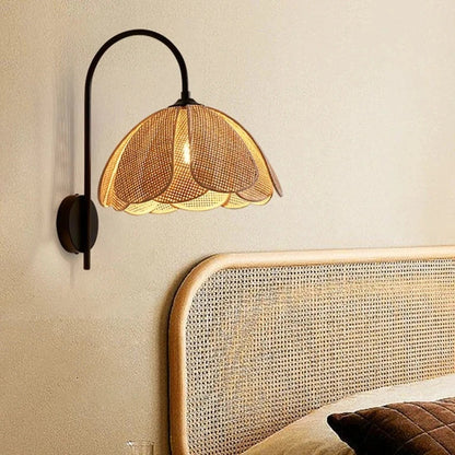 Rattan Floral Wall Lamp