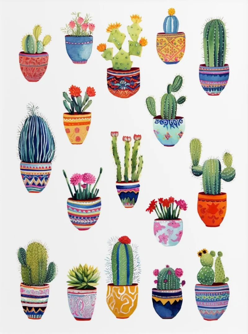 Cactus Bloom Collection Canvas Wall Art