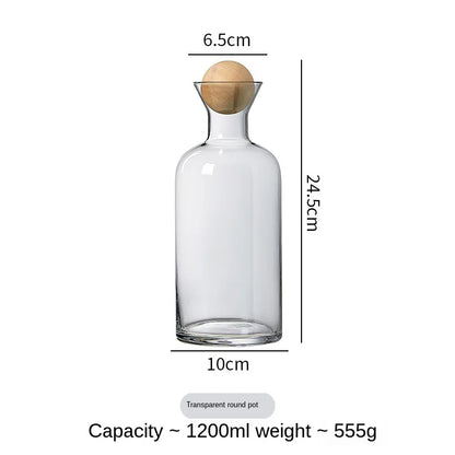 Nordic Glass Water Carafe with Wooden Lid