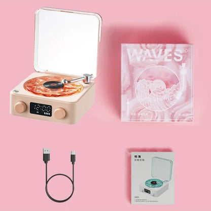 Enceinte Bluetooth rétro en vinyle avec bruit blanc et lumière RVB