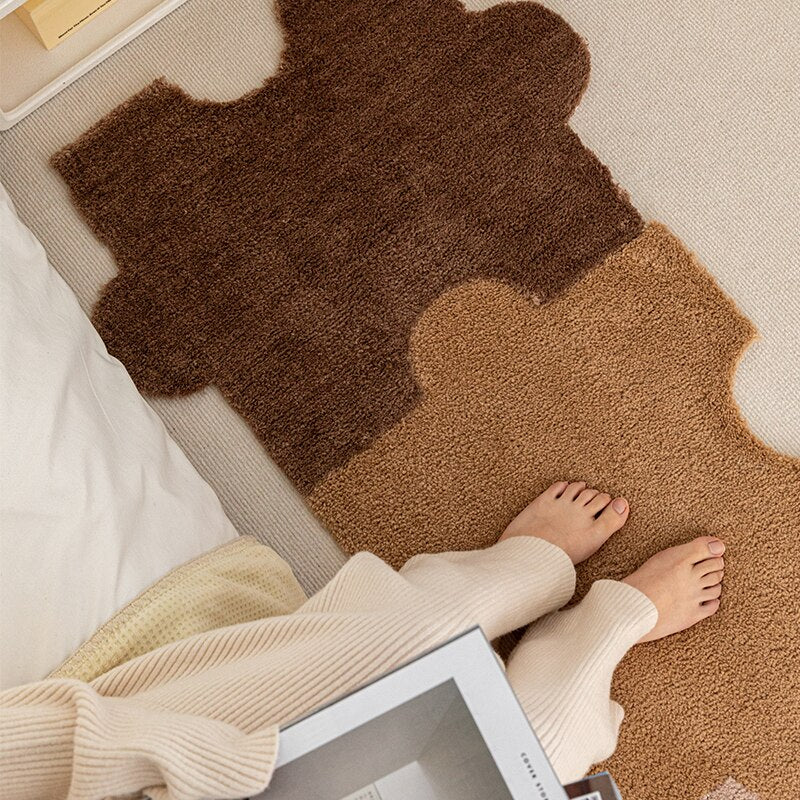 Soft Fluffy Tufting Puzzle Bedside Rug