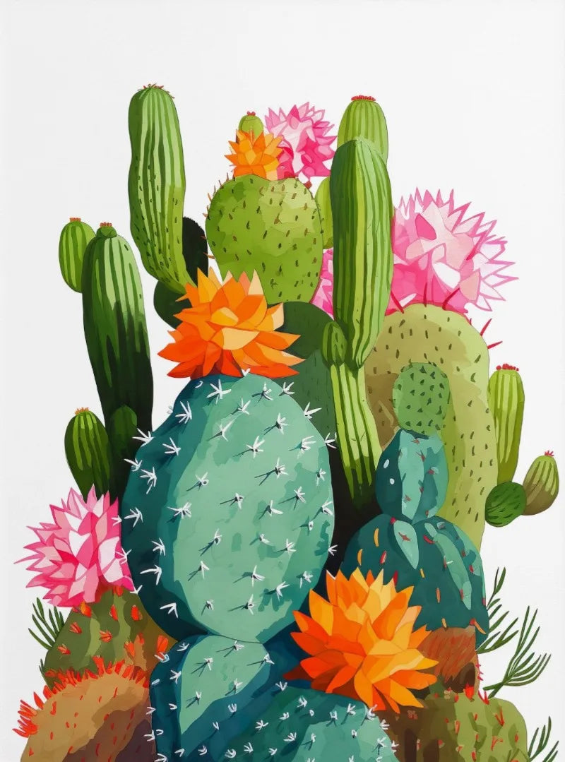Cactus Bloom Collection Canvas Wall Art
