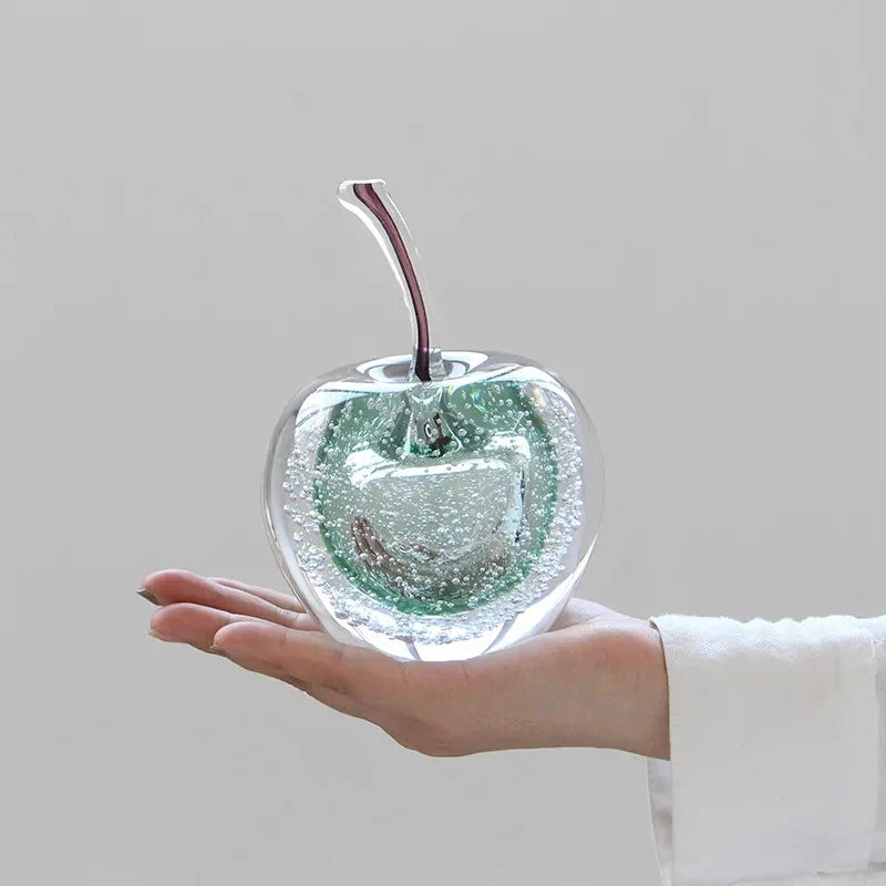 Bubble Glass Apple and Pear Statue - Aesthetic Fruit Desk Decoration Figurine Living Room Sculpture