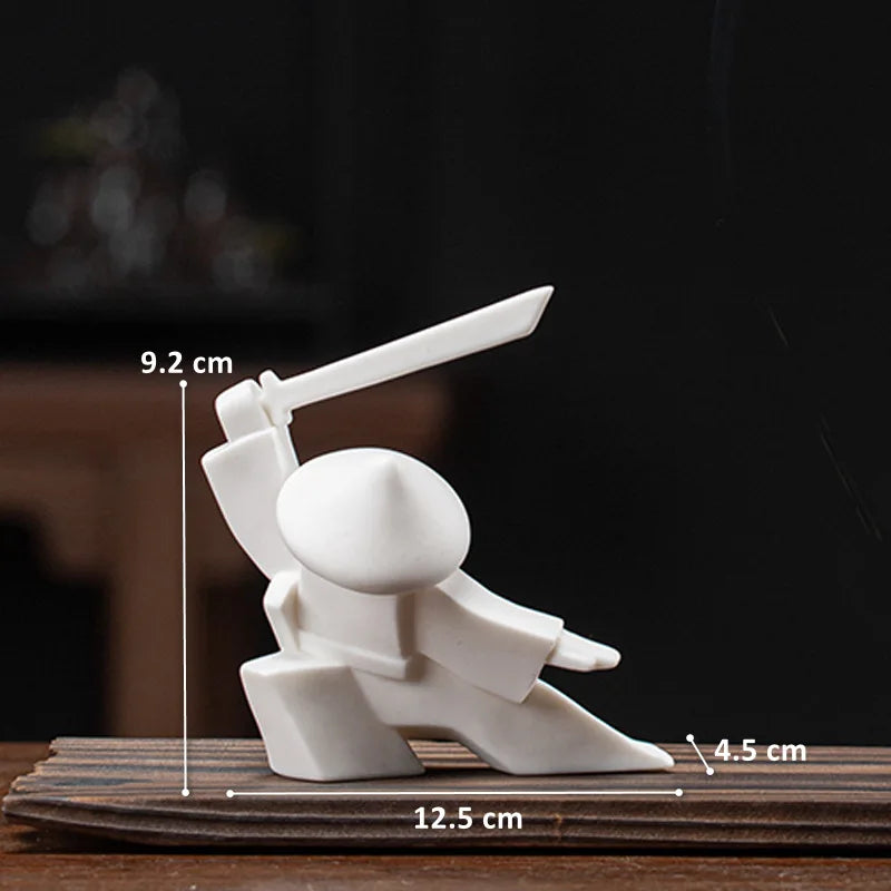 Ceramic Samurai Figurine - Geometric Oriental Desk Decor Ceramic Decor Ceramic Samurai Figurine Figurine Home decor Japanese Decor Living Room Modern Decor