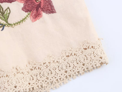 FloréaEase Drawstring Embroidery Shorts