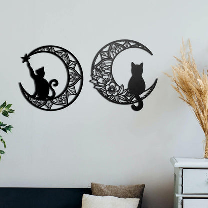 Celestial Cat Metal Wall Decor