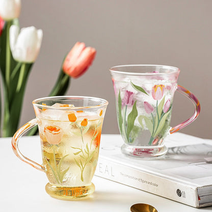 Purple Tulips And Orange Roses Teapot Set