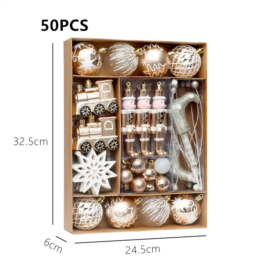 Ensemble de boules de Noël mixtes peintes 50pcs