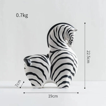 Modern Zebra and Horse Ceramic Sculpture