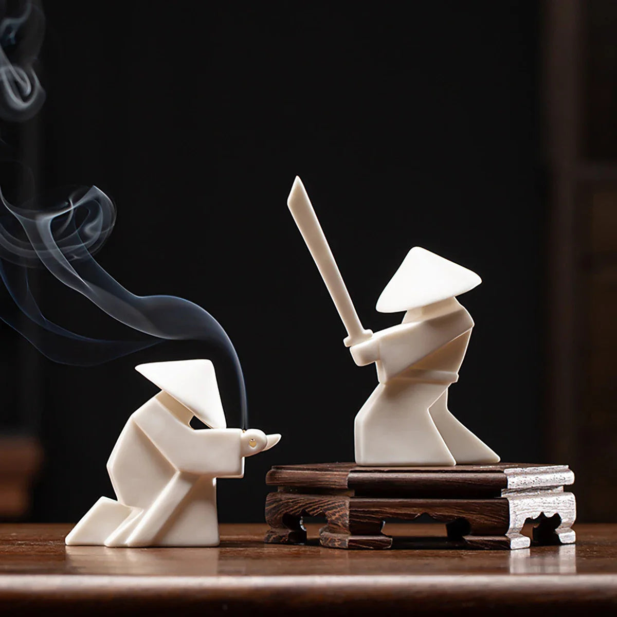 Ceramic Samurai Figurine - Geometric Oriental Desk Decor Ceramic Decor Ceramic Samurai Figurine Figurine Home decor Japanese Decor Living Room Modern Decor