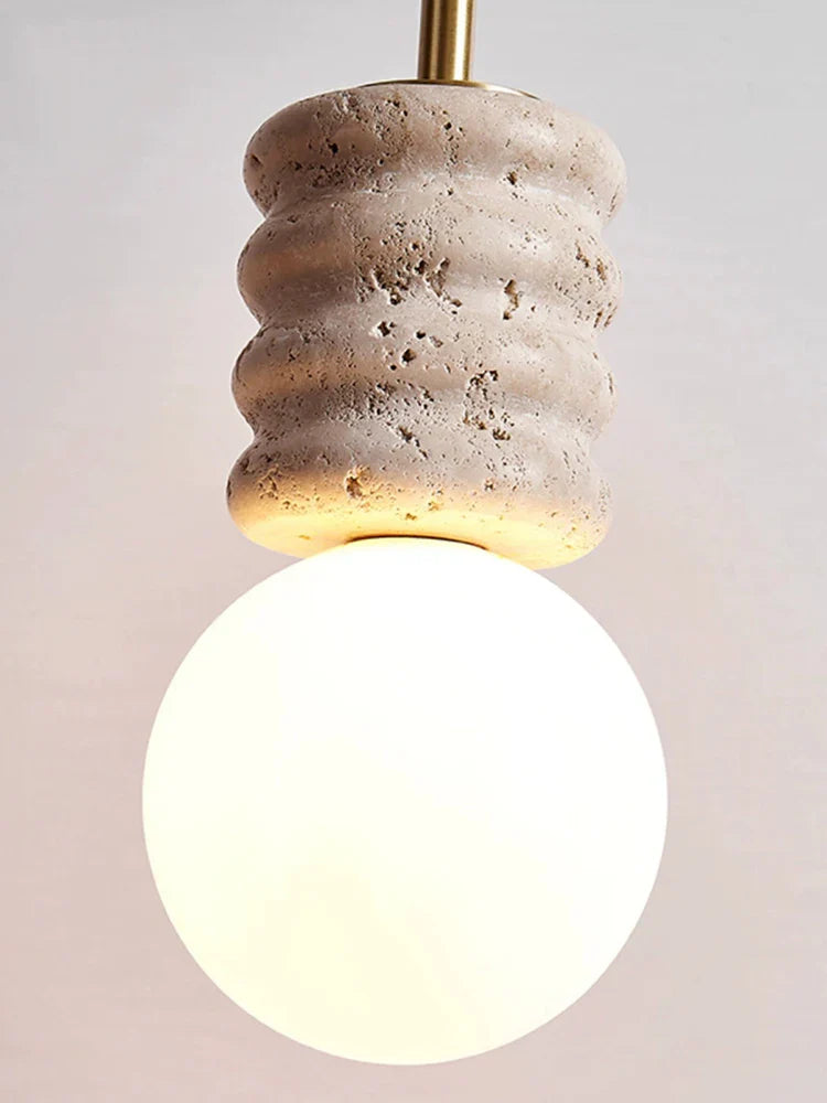 Lampe à suspension moderne en travertin beige