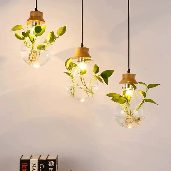 Glass Pendant Plant Light