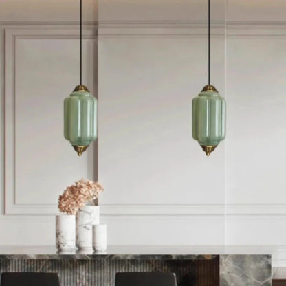 Suspension vintage en verre strié