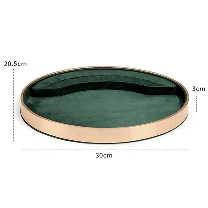 Oval Metal & Velvet Jewelry Organizer Tray