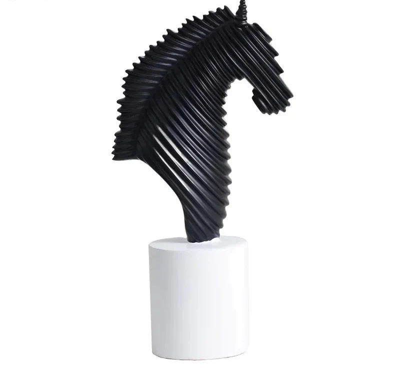 Abstract Striped Horse Head Statue