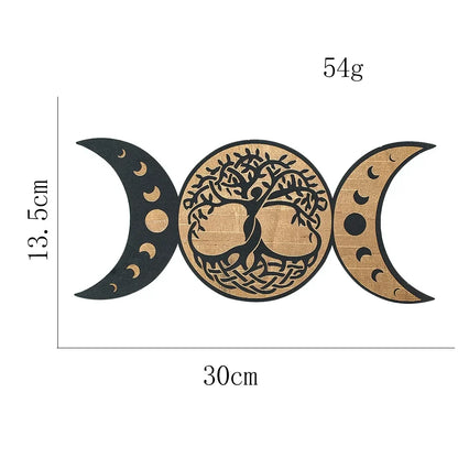 Wicca Moon & Life Tree Wooden Wall Decor