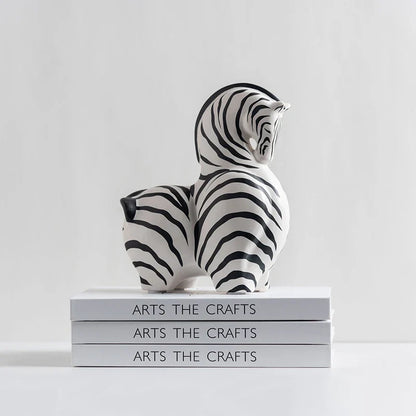 Modern Zebra and Horse Ceramic Sculpture