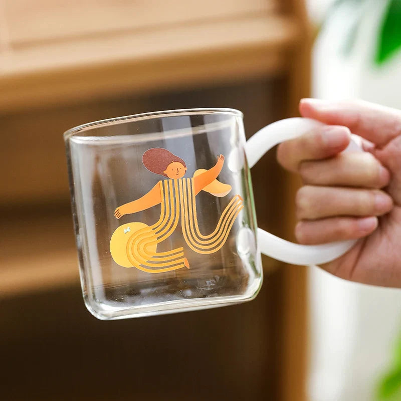 Tasse à café en verre artistique ludique